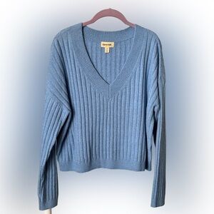 Open edit V neck rib sweater